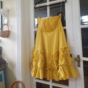 Anthropologie Yellow Strapless Dress